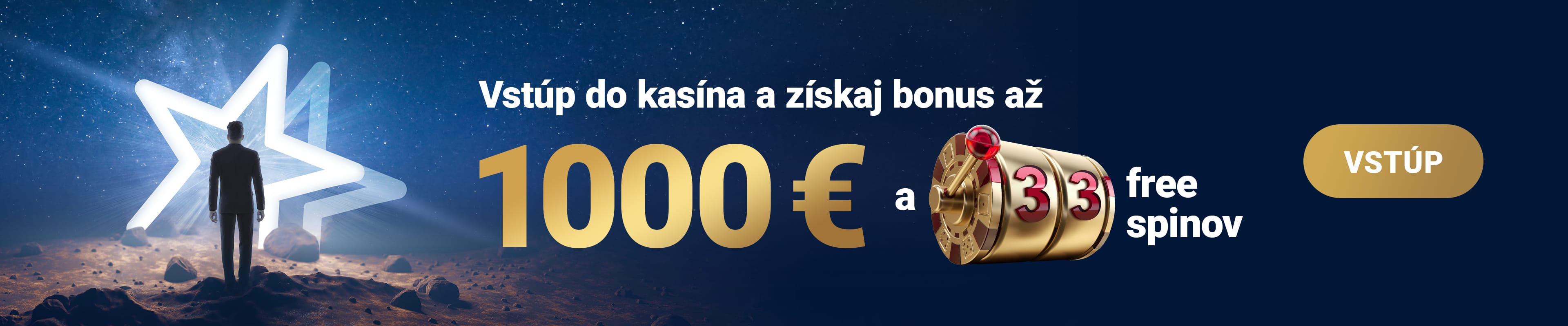 Uvítací bonus 100% do 1000 € + 33 free spinov