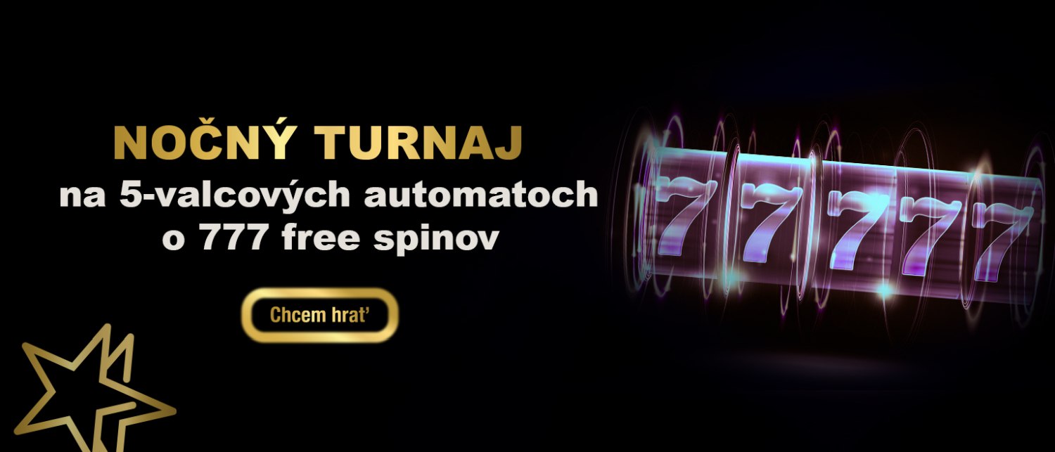 Utorkový nočný turnaj o 777 free spinov na 5-valcových automatoch