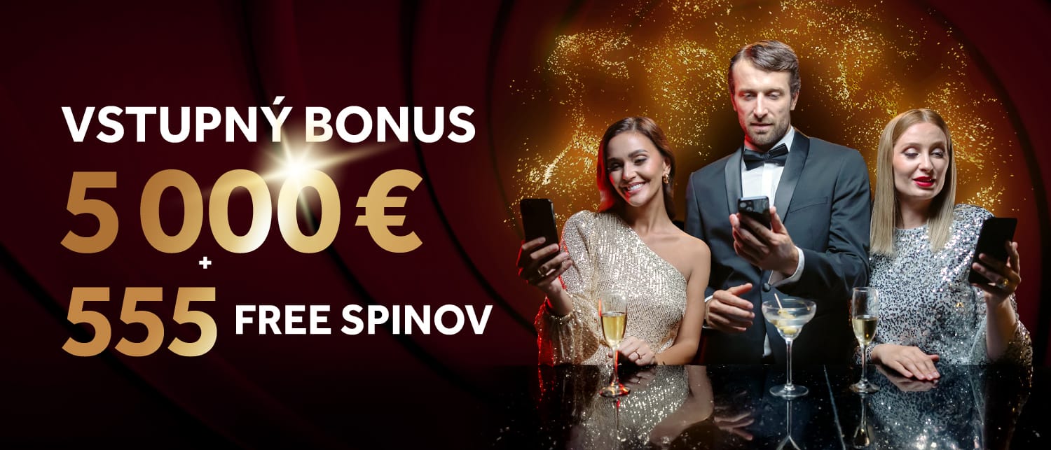Uvítací bonus 100% do 5 000 € + 555 free spinov